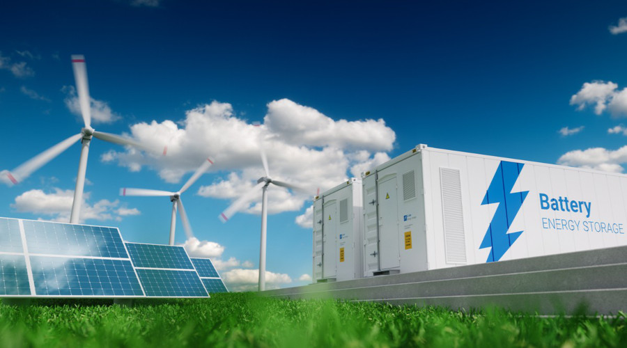 Battery energy storage with solar and wind