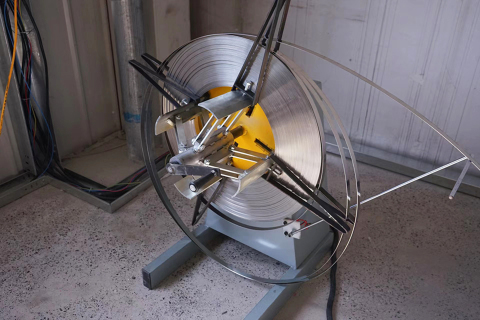 Steel strip decoiler on the shop floor